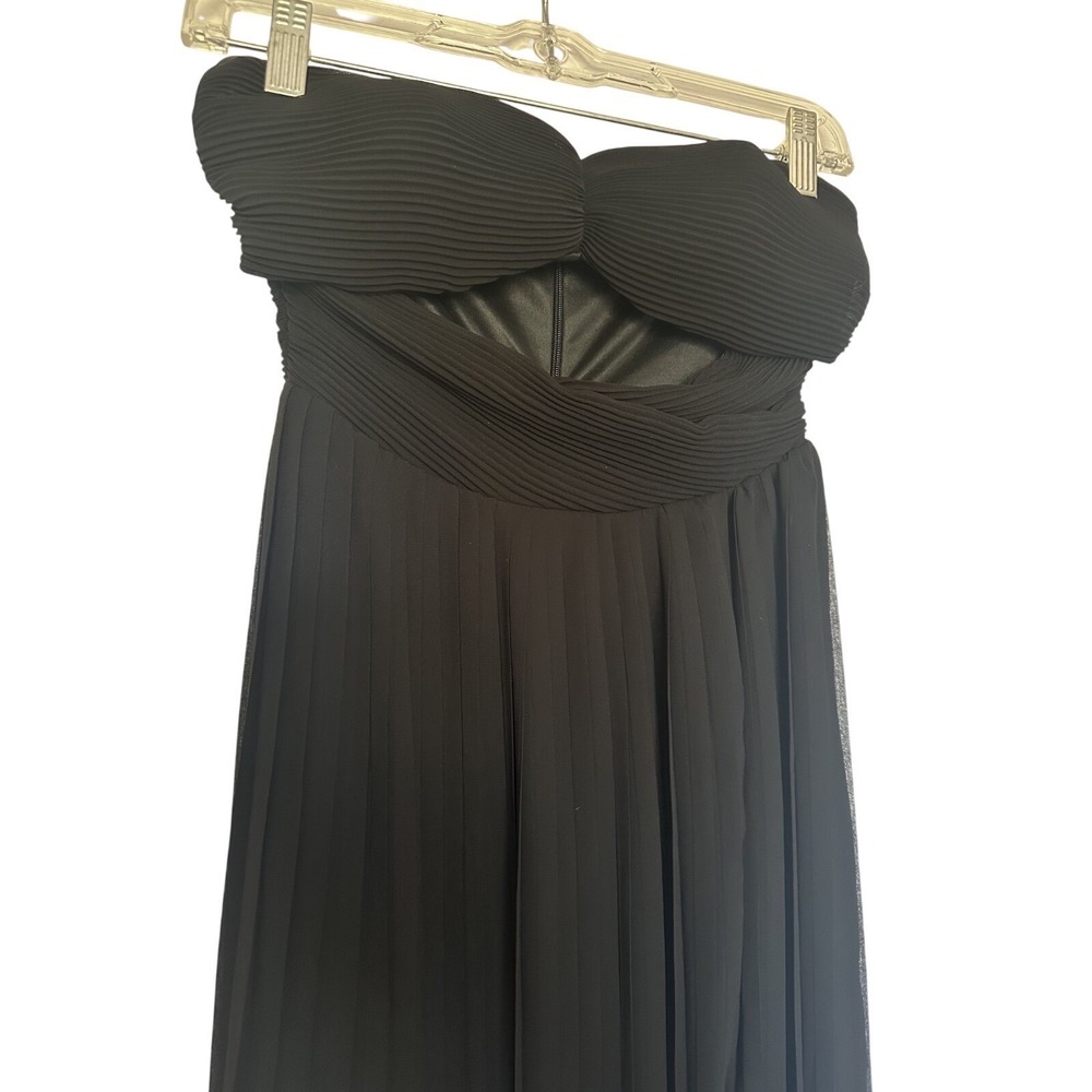 NastyGal Strapless Black Maxi Slit Pleated Chiffon Evening Cocktail Size‎ 2